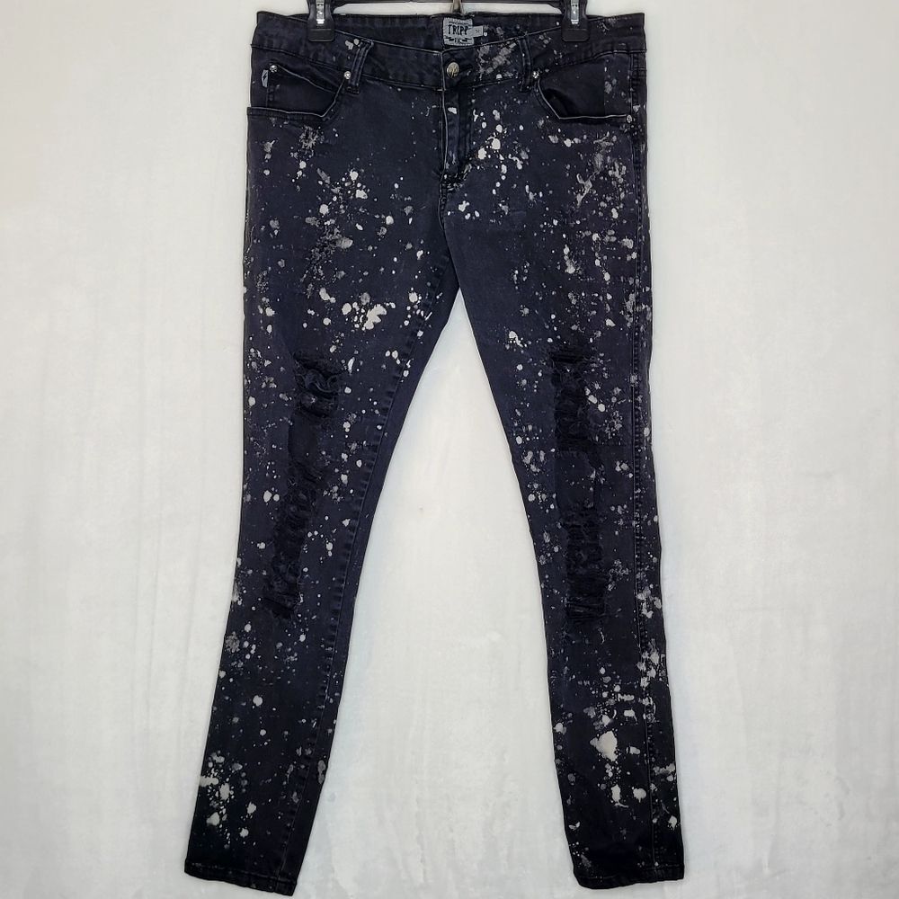 Tripp NYC Distressed Paint Splatter Skinny Jeans Size 32
